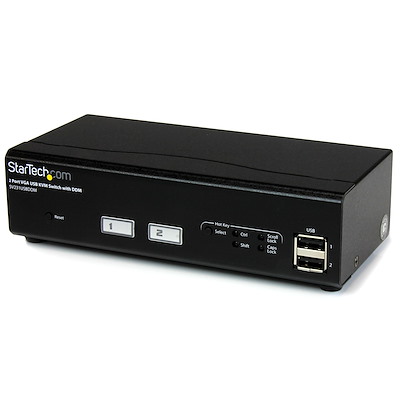 USB VGA KVM-switch med 2 portar och DDM Fast Switching-teknik och -kablar