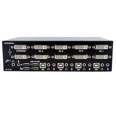 4 Port Dual DVI USB KVM Switch with Audio & USB 2.0 Hub