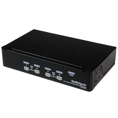 1Uラックマウント対応 4ポート シングルVGAディスプレイ対応USB接続KVMスイッチ（PCパソコンCPU切替器） OSD機能