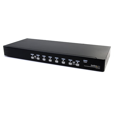 Conmutador Switch KVM 8 Puertos de Video VGA HD15 USB 2.0 USB A y Audio - 1U Rack Estante