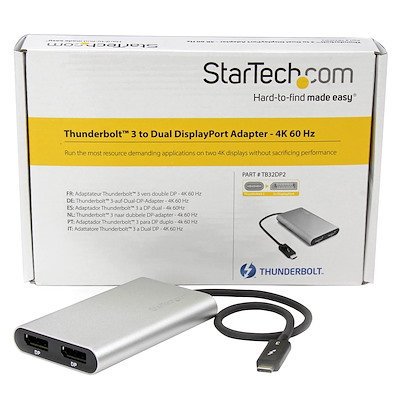 StarTech.com TB32DP2T  StarTech.com Adaptateur Thunderbolt 3 vers Double  DisplayPort - Adaptateur Vidéo Double Écran/Multi-Écran Thunderbolt 3 vers  Double DisplayPort 1.2 (DP) 4K 60 Hz/5k - Thunderbolt Type C vers  DisplayPort