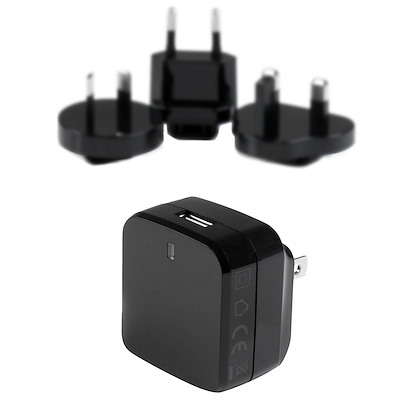 USB Wall Charger with Quick Charge 2.0 - International Travel - Black