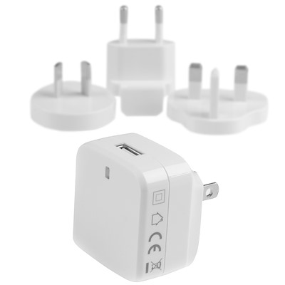 USB Wall Charger with Quick Charge 2.0 - International Travel - White