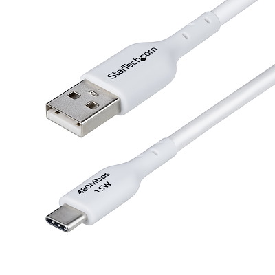 3m ホワイト。USB Type-Cデバイスを充電器またはパソコンに接続する3A