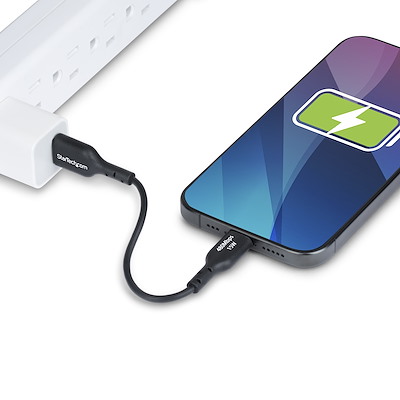 15cm、ブラック。USB Type-Cデバイスを充電器またはパソコンに接続する