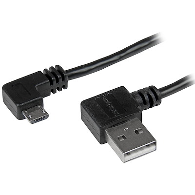Micro USB Kabel mit rechts gewinkelten Anschlüssen - Stecker/Stecker - 2m