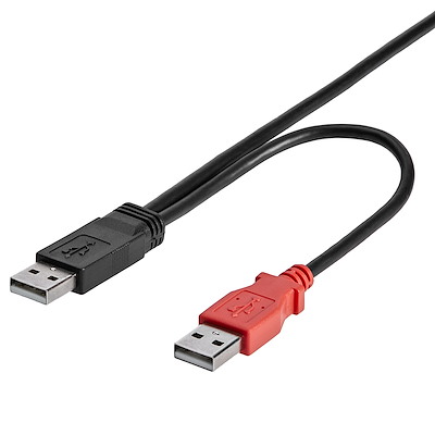1 ft USB Y Cable for External Hard Drive - Dual USB A to Micro B