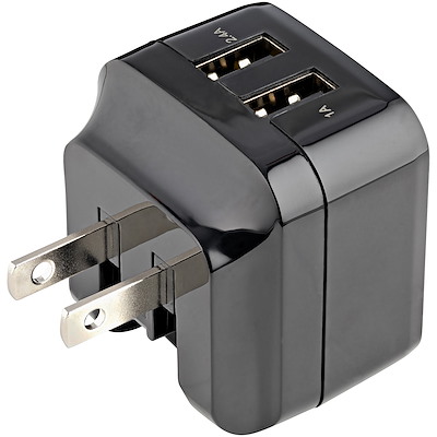 USB-väggladdare med två portar - kraftfull (17 W/3,4 A) - reseladdare (internationell)