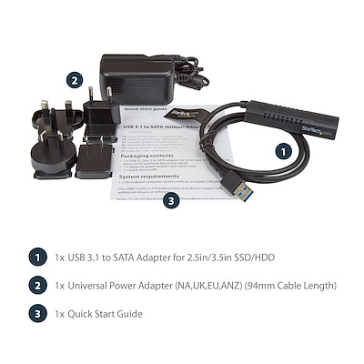 StarTech.com USB 3.1 Gen 2対応SATA-USB変換アダプタ USB31CSAT3CB USB 3.1 to 2.5\" SATA Hard Drive Adapter - USB 3.1 Gen 2 10Gbps with UASP  External HDD⁄SSD Storage Converter