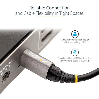 Top Screw Locking USB C Cable 10Gbps | 100W (5A) Power Delivery