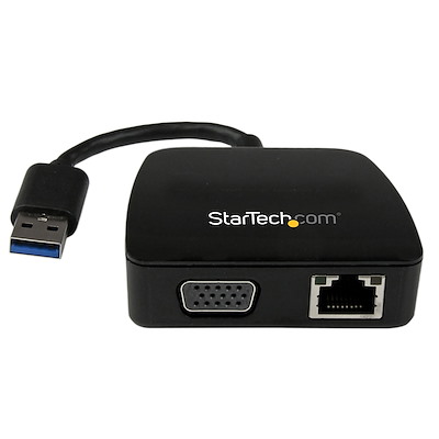Universeel USB 3.0 laptop mini-docking station met VGA, GbE - USB 3.0 gigabit Ethernet-adapter NIC met VGA