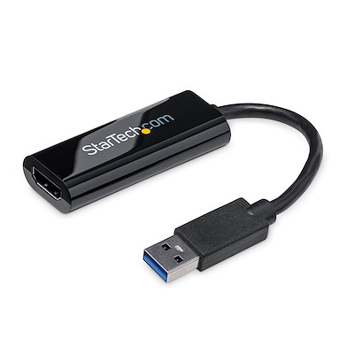 USB 3.0 to HDMI Adapter - 1080p (1920x1200) - Slim/Compact USB Type-A to HDMI Display Adapter Converter for Monitor - External Video & Graphics Card - Black - Windows Only