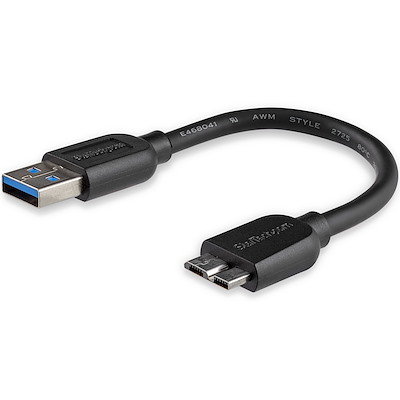 Type A Male to Micro-B Male 31993 Lindy 3m USB 3.0 Cable Black 