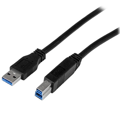 2m zertifiziertes USB 3.0 SuperSpeed Kabel A auf B - Schwarz