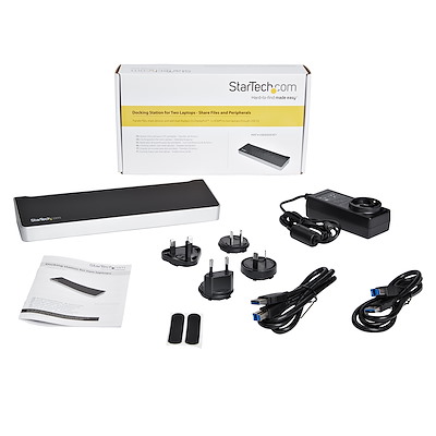 StarTech.com Station d'accueil USB 3.0 pour deux PC portables - KVM -  Partagez un clavier, une souris, 2 écrans et des fichiers - station d' accueil - USB - GigE - USB3DDOCKFT