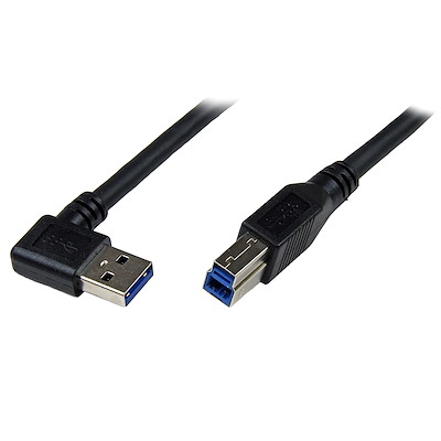2m Black SuperSpeed USB 3.0 Cable - Right Angle A to B - M/M