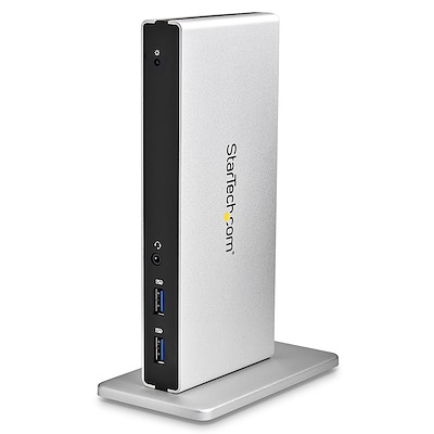 USB 3.0-dockningsstation för dubbla skärmar med DVI och vertikalt stativ