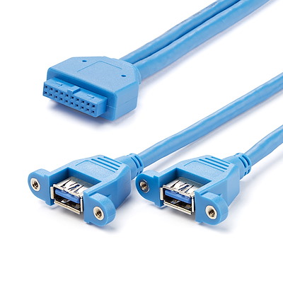 Câble USB 3.0 2 ports monté sur panneau – Câble USB A vers adaptateur carte mère F/F