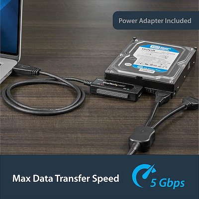 Binghe USB 3.1 Zu SATA/IDE Adapter USB Adapter für 2,5 und 3,5 SATA HDD und IDE-Festplatte inklusive 12V 2A Netzteil, USB-Kabel und Kabel Kompatible mit Mac OS/Windows/Linux