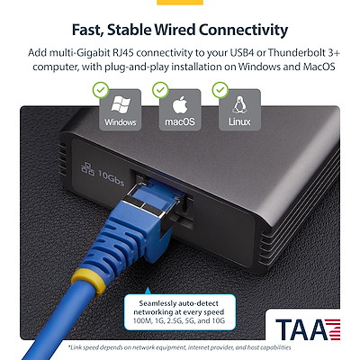USB有線LANアダプター／USB4接続／10G 5G 2.5G 1G／Thunderbolt互換