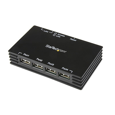 4 Port USB over IP Network Hub Adapter - USB Ethernet Device Server