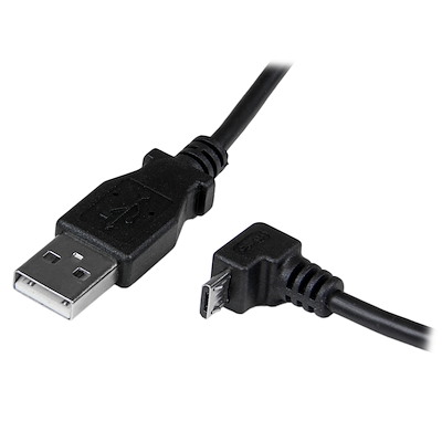 StarTech.com 2m Cord - A to Down Angle Micro B - Down Angled Micro USB  Cable - 1x USB A (M), 1x USB Micro B (M) - Black (USBAUB2MD), 2m / 6 Feet