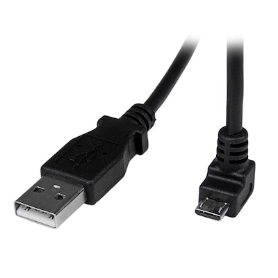 1m USB 2.0 A auf Micro USB B Kabel abgewinkelt - Schwarz
