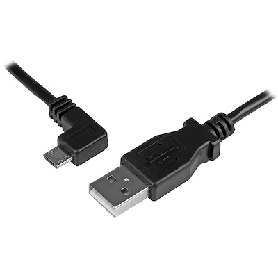 Micro-USB Charge-and-Sync Cable M/M - Left-Angle Micro-USB - 24 AWG - 0.5 m