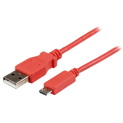 Câble de charge /synchronisation mobile USB A vers Micro B slim de 1 m pour smartphone et tablette - M/M - Rose