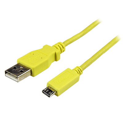 Câble de charge /synchronisation mobile USB A vers Micro B slim de 1 m pour smartphone et tablette - M/M - Jaune