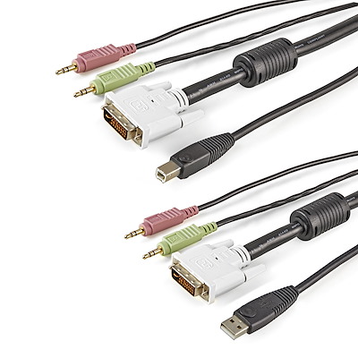 Câble KVM de 1.80m USB DVI 4 en 1 avec Prises Audio et Micro