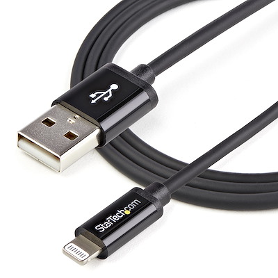 CABLE USB MACHO X LIGHTNING IPHONE/IPAD NEGRO 1MT