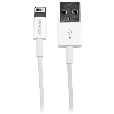 Cavo Apple Lightning 8-pin a USB di tipo Slim per iPhone / iPod / iPad da 1m Bianco - Cavo di ricarica/Sincronizzazione sottile da Apple Lightning a USB - Fuori produzione, stock limitato, sostituito da RUSBLTMM1MB
