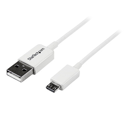 1m White Micro USB Cable - A to Micro B