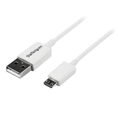 2m ホワイトmicro USB2.0ケーブル A(オス)－microB(オス) - Micro USBケーブル 日本