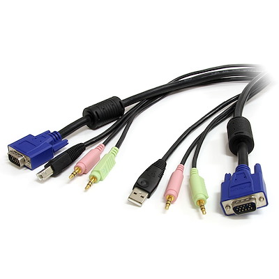Selected 4-in-1 USB VGA KVM Cable w/ Audio and Microphone