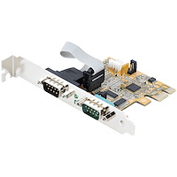 2-Port PCI Express Serial Card, Dual Port PCIe to RS232 (DB9) Serial Card, 16C1050 UART, Standard or Low Profile Brackets, COM Retention, For Windows & Linux