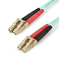 Aqua OM4 Duplex Multimode Fiber Optic Cable - 100 Gb - 50/125 - LSZH - LC/LC - 1 m