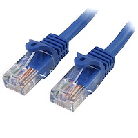 Câble réseau Cat5e UTP sans crochet de 3m - Cordon Ethernet RJ45 anti-accroc - M/M - Bleu