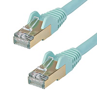 5m CAT6a Ethernet Cable - 10 Gigabit Shielded Snagless RJ45 100W PoE Patch Cord - 10GbE STP Network Cable w/Strain Relief - Aqua Fluke Tested/Wiring is UL Certified/TIA