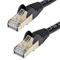 1m CAT6a Ethernet Cable - 10 Gigabit Shielded Snagless RJ45 100W PoE Patch Cord - 10GbE STP Network Cable w/Strain Relief - Black Fluke Tested/Wiring is UL Certified/TIA