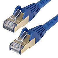 2ft CAT6a Ethernet Cable - 10 Gigabit Shielded Snagless RJ45 100W PoE Patch Cord - 10GbE STP Network Cable w/Strain Relief - Blue Fluke Tested/Wiring is UL Certified/TIA