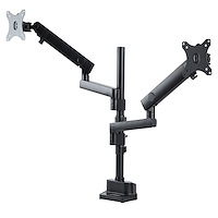 Desk Mount Dual Monitor Arm - Full Motion Monitor Mount for 2x VESA Displays up to 32" (17lb/8kg) - Vertical Stackable Arms - Height Adjustable/Articulating - Clamp/Grommet