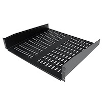 2U Server Rack Shelf - Universal Vented Rack Mount Cantilever Tray for 19" Network Equipment Rack & Cabinet - Heavy Duty Steel - Weight Capacity 50lb/23kg - 16" Deep Shelf, Black