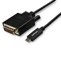 10ft (3m) USB C to DVI Cable - 1080p (Single Link) USB Type-C (DP Alt Mode HBR2) to DVI-Digital Video Adapter Cable - Works w/ Thunderbolt 3 - Laptop to DVI Monitor/Display