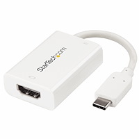 USB C to HDMI 2.0 Adapter with Power Delivery - 4K 60Hz USB Type-C to HDMI Display Video Converter - 60W PD Pass-Through Charging Port - Thunderbolt 3 Compatible - White
