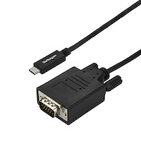 10ft/3m USB C to VGA Cable - 1920x1200/1080p USB Type C to VGA Video Adapter Cable - Thunderbolt 3 Compatible - Laptop to VGA Monitor/Projector - DP Alt Mode HBR2 - Black