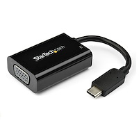USB-C auf VGA Adapter mit USB Stromversorgung - 1080p USB Typ C zu VGA Monitor Videokonverter mit Aufladung - 60 W PD Pass-Through - Thunderbolt 3 kompatibel - Schwarz