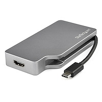 USB C Multiport Video Adapter w/ HDMI, VGA, Mini DisplayPort or DVI - USB Type C Monitor Adapter to HDMI 2.0 or mDP 1.2 (4K 60Hz) - VGA or DVI (1080p) - Space Gray Aluminum