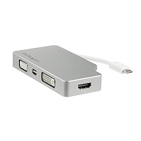 USB C Multiport Video Adapter with HDMI, VGA, Mini DisplayPort or DVI - USB Type C Monitor Adapter to HDMI 1.4 or mDP 1.2 (4K) - VGA or DVI (1080p) - Silver Aluminum
